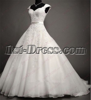 Luxurious Ball Gown Wedding Dress 2016 with V-back