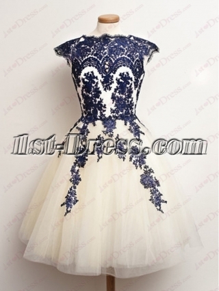 Short Champagne Sweet 16 Dresses with Black Appliques