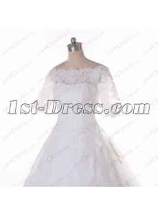 2016 Modest Short Lace Sleeves Wedding Dress