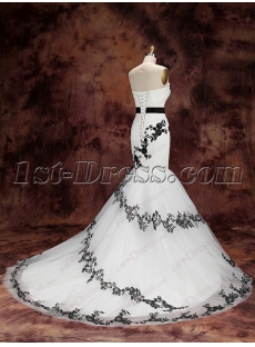 Charming White and Black Mermaid Wedding Dress