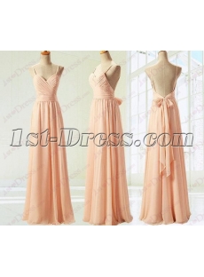 Coral Backless Beach Bride Honor Dress