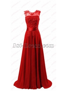 Elegant Red illusion Mother of Bride Dress