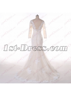 Princess 3/4 Long Sleeves Lace Wedding Dress