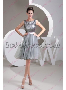 Simple Silver Sequins Prom Dress 2016
