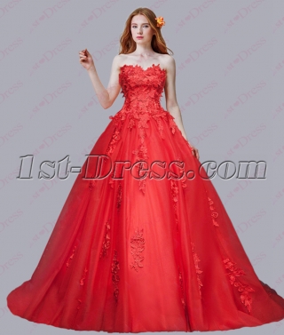 Romantic New Red Sweetheart Wedding Dress 2016