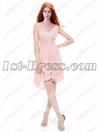 Simple Pink High Low Homecoming Gown 2016