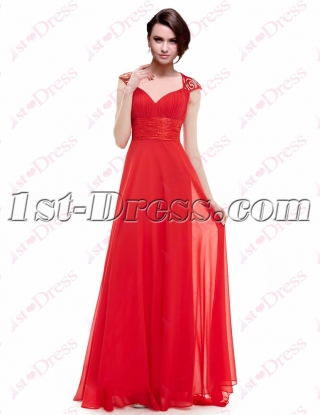 Unique Red Prom Dress with Keyhole Back