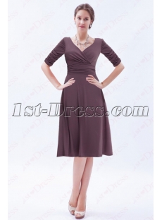 Modest Brown Middle Sleeves Short Prom Gown