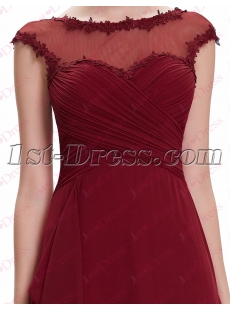 Romantic Burgundy Scoop Long Prom Gown 2016