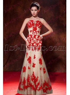 Best Red Lace Mermaid Evening Dress 2016