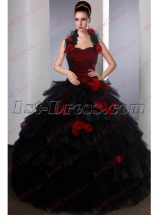 Beautiful Black and Red Sweet 15 Gown for 2017