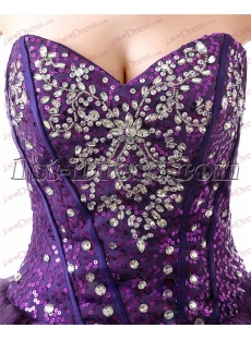Beautiful Strapless Beaded Purple Ball Gown for 2017