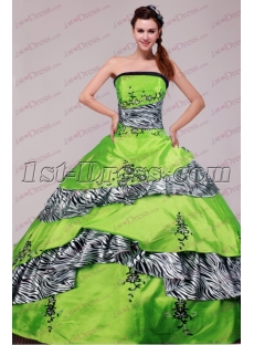 Green and Black Zebra Ball Gown 2017