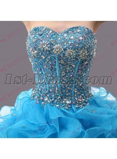 Luxury Turquoise Ruffles 2017 Quince Dress