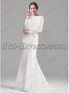 Modest Long Sleeves Sheath Wedding Dresses 2016