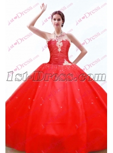 Pretty Red Puffy Quinceanera Dress 2016