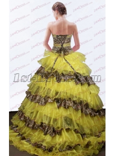 Unique Yellow Leopard Ball Gown for Sweet 15