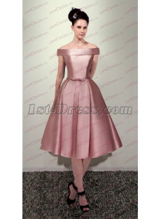 Classical Dust Rose Off Shoulder Short Prom Dress