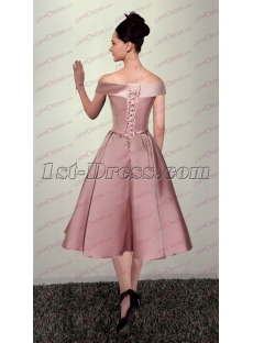 Classical Dust Rose Off Shoulder Short Prom Dress
