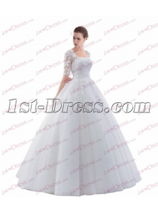 1/2 Long Sleeves Ball Gown Wedding Dress with Keyhole 2017
