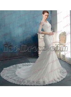 Modest 1/2 Long Sleeves Lace Bridal Gown for 2017