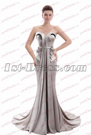 Charming Strapless Silver Sheath Mother of Groom Dress
