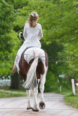 Country Fringe Western Wedding Gowns with Long Sleeves IMG_3424