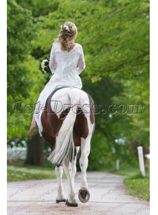 Country Fringe Western Wedding Gowns with Long Sleeves IMG_3424
