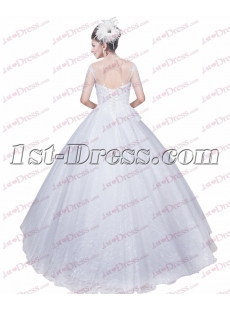 Elegant Illusion Short Sleeves Wedding Dress with Keyhole
