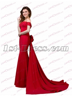 Sexy Red Off Shoulder Long Cheap Evening Dress