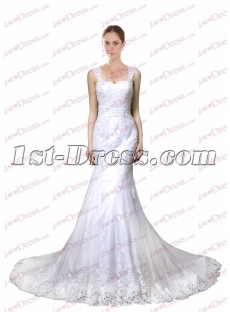 Beautiful Straps Lace Sheath Bridal Gown 2017