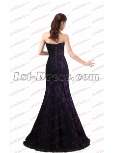 Charming Black & Purple Lace Sheath Prom Dress