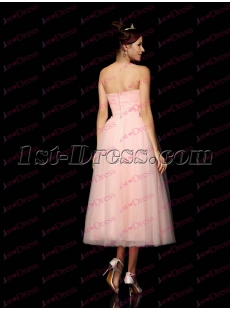 Chic Pink Tea Length Prom Dress 2017