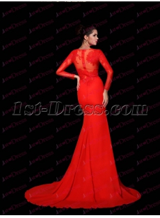 Sexy Red Long Sleeves Lace Celebrity Dress