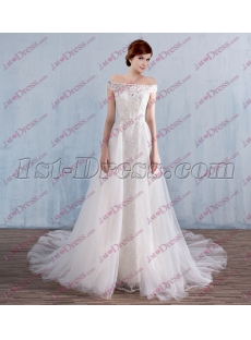 2018 Romantic Vintage Off Shoulder Wedding Dresses with Detachable Skirt