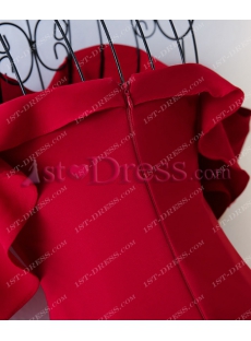Elegant Wine Red Off Shoulder Sheath Formal Evening Dress 