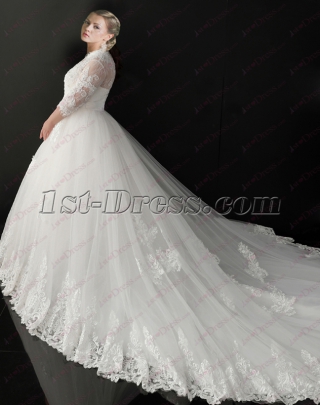 2018 New Plus Size Vintage Lace Wedding Dresses with Sleeves