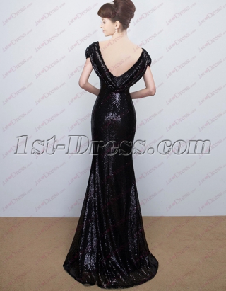 Elegant Black Sequins Open Back Celebrity Gown 2018