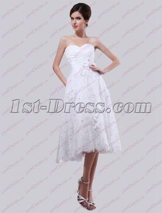 Elegant Sweetheart Lace Knee Short Wedding Dress 2018