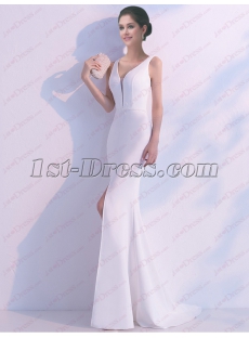 2018 Decent White Long Prom Dress with Slit