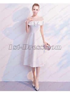 2018 Modest Illusion Knee Length Prom Dress