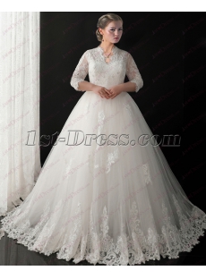 2018 New Plus Size Vintage Lace Wedding Dresses with Sleeves