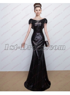 Elegant Black Sequins Open Back Celebrity Gown 2018