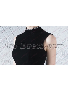 Elegant Black Velvet High Neckline Little Black Dress 2018