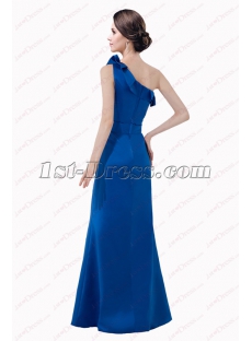 Elegant Royal Blue Long One Shoulder Bridesmaid Gown 2018