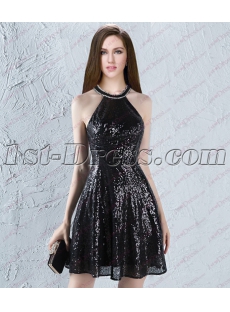 Romantic Black Sequins Short Sweet 16 Dress 2018