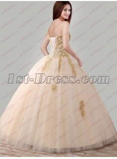 2018 Pretty Champagne and Gold Quince Ball Gown