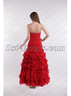 Romantic Red Ruffles Ankle Length Prom Dress for 2019