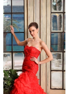 Affordable Strapless Red Mermaid Style Wedding Dresses
