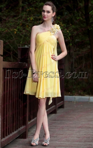 Short Yellow Homecoming Dresses with Streamers under 50 Dollars